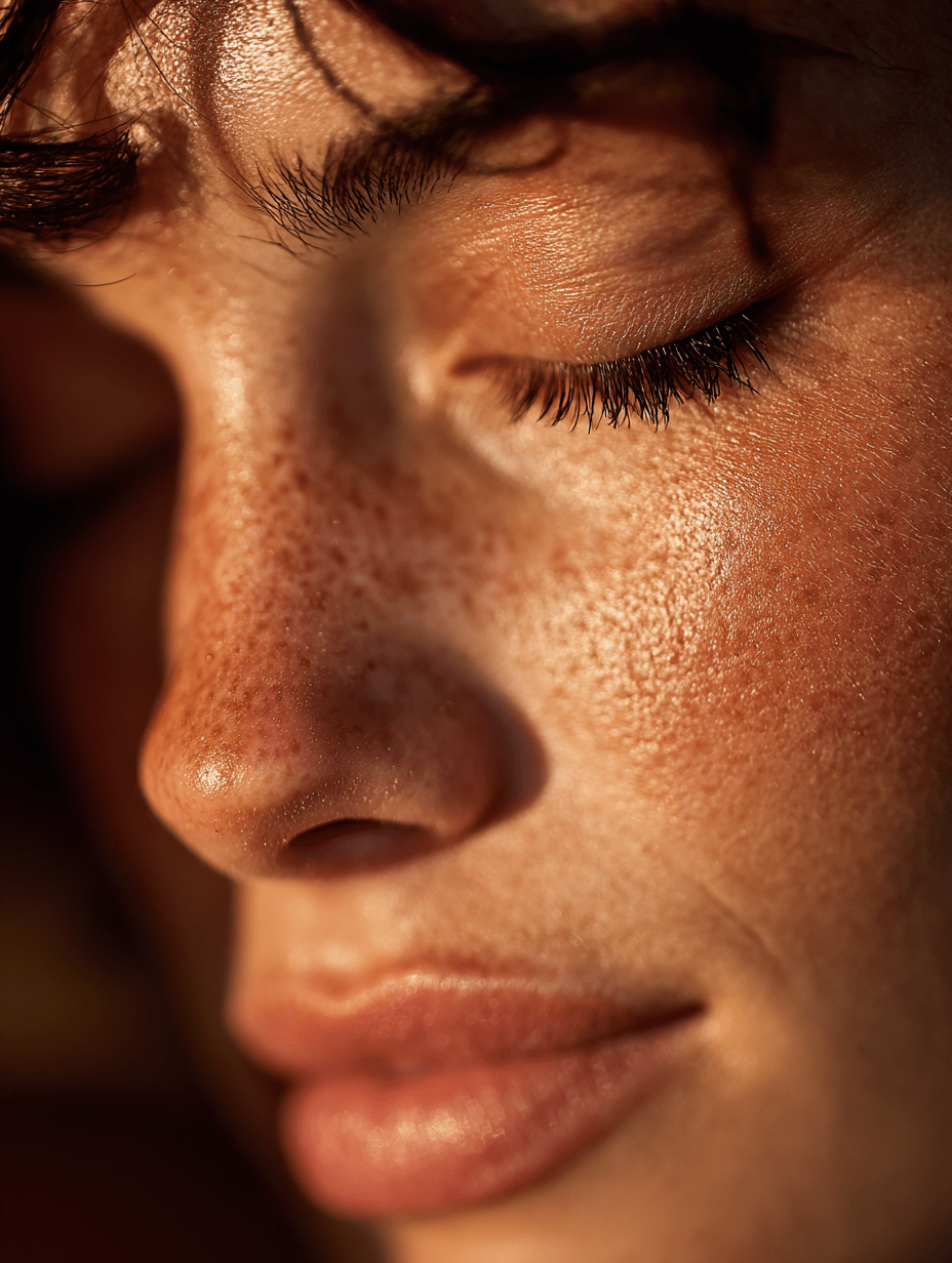 Close-up of luminous skin surface